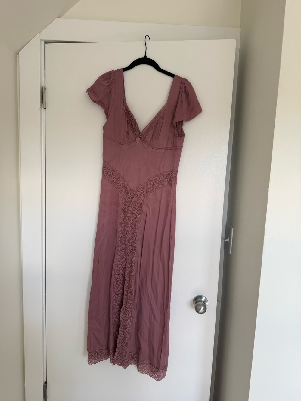 Free People Dusty Rose Lace-Trim Maxi Dress